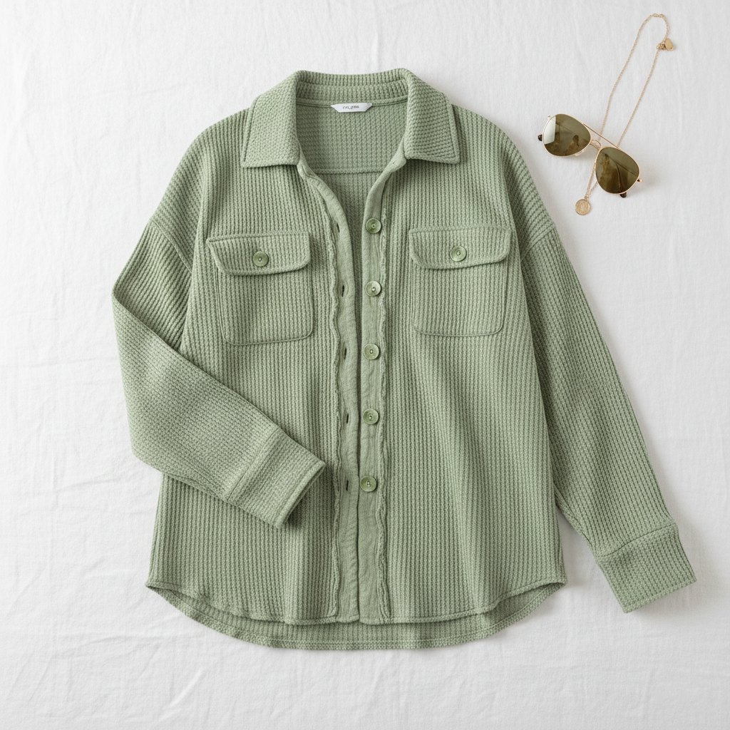 Oversized Textured Shirt Jacket