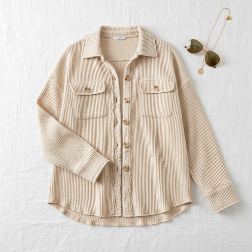 Oversized Textured Shirt Jacket