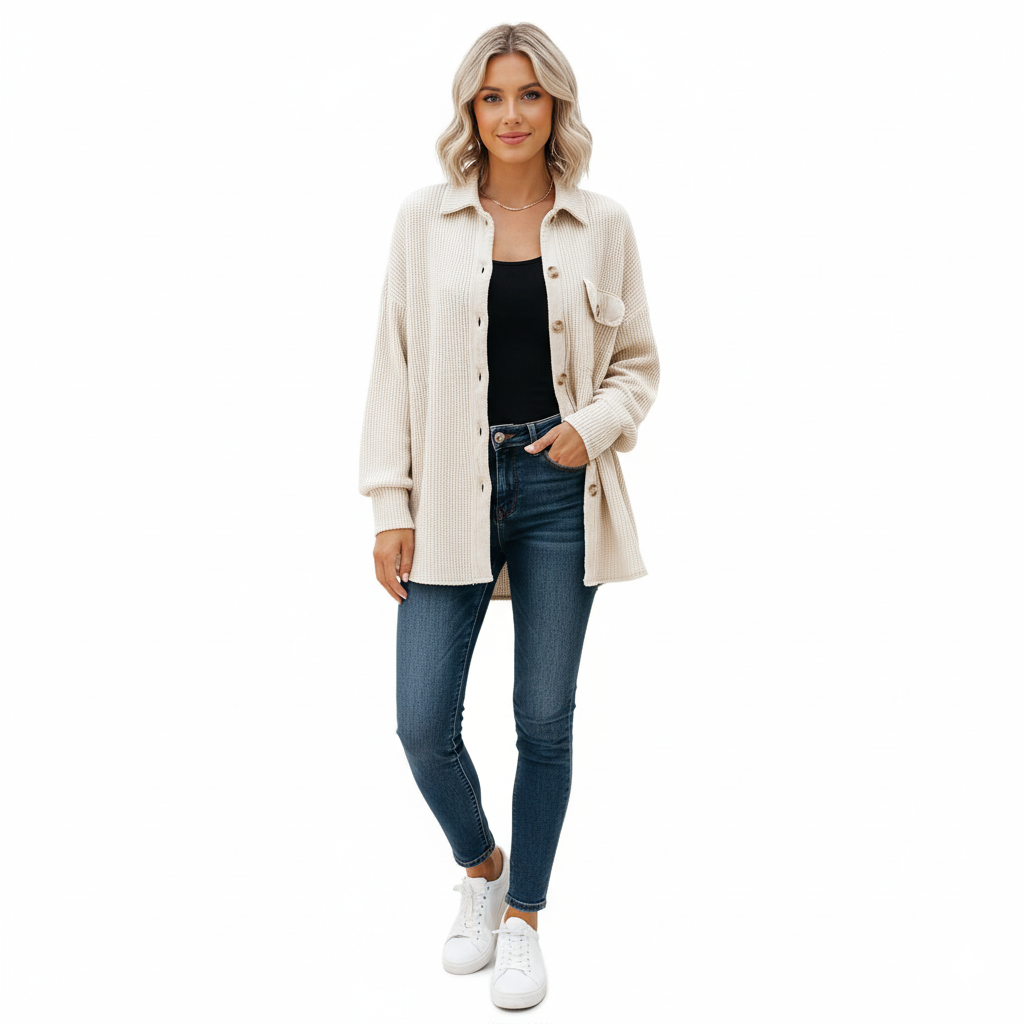 Oversized Textured Shirt Jacket