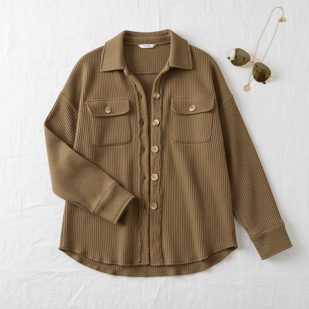 Oversized Textured Shirt Jacket