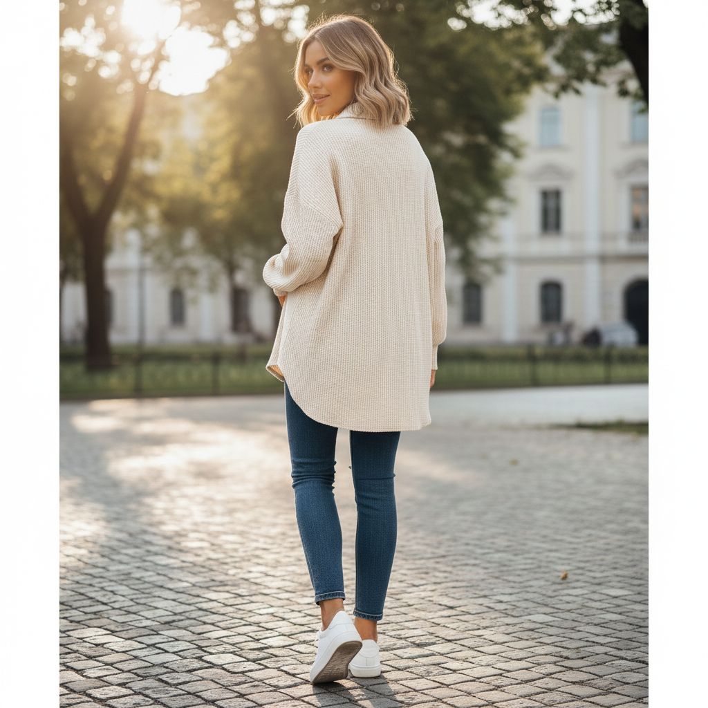 Oversized Textured Shirt Jacket